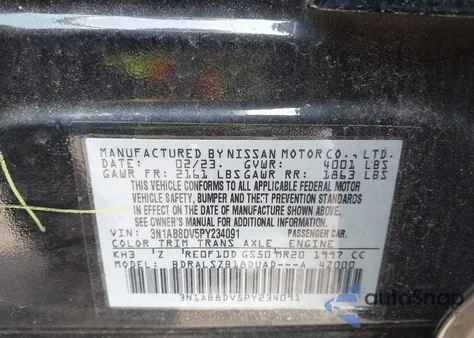 2023 Nissan Sentra Sr Xtronic Cvt z USA, uszkodzony, nr VIN 3N1AB8DV5PY234091